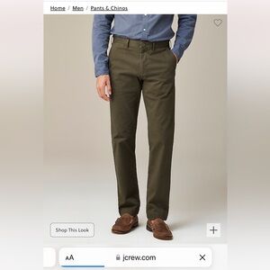 JCREW Men’s 770 Straight Stretch Chino in Castskill Green EUC size 32/34